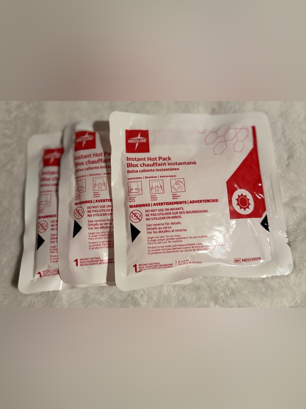 Medline Instant Hot Packs - 6” x 6” - Set of 3